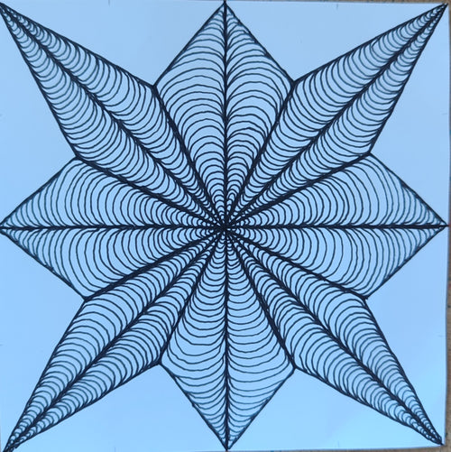 8 köşeli yıldız zentangle el çizimi geometrik sanat