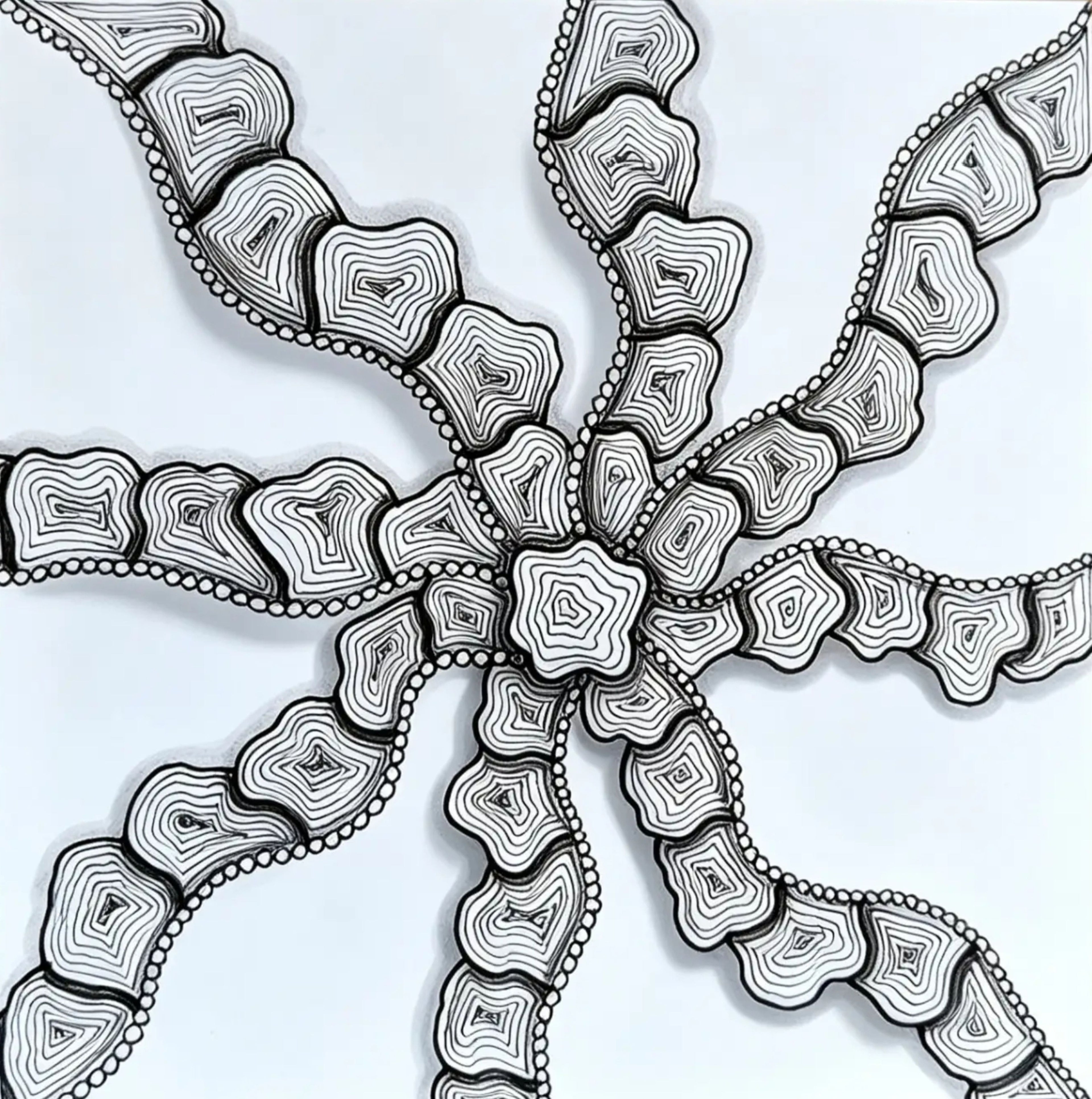 Pinwheel Zentangle — Original hand-drawn black & white art print