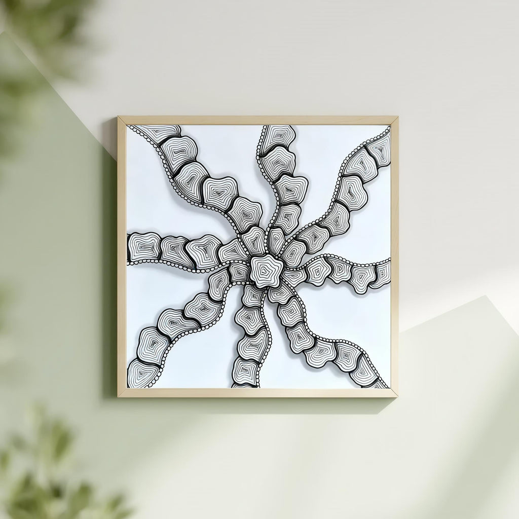 Pinwheel Zentangle Kunstdruck – Druckbare Schwarz-Weiß Geometrische Wanddekoration | Digitaler Download