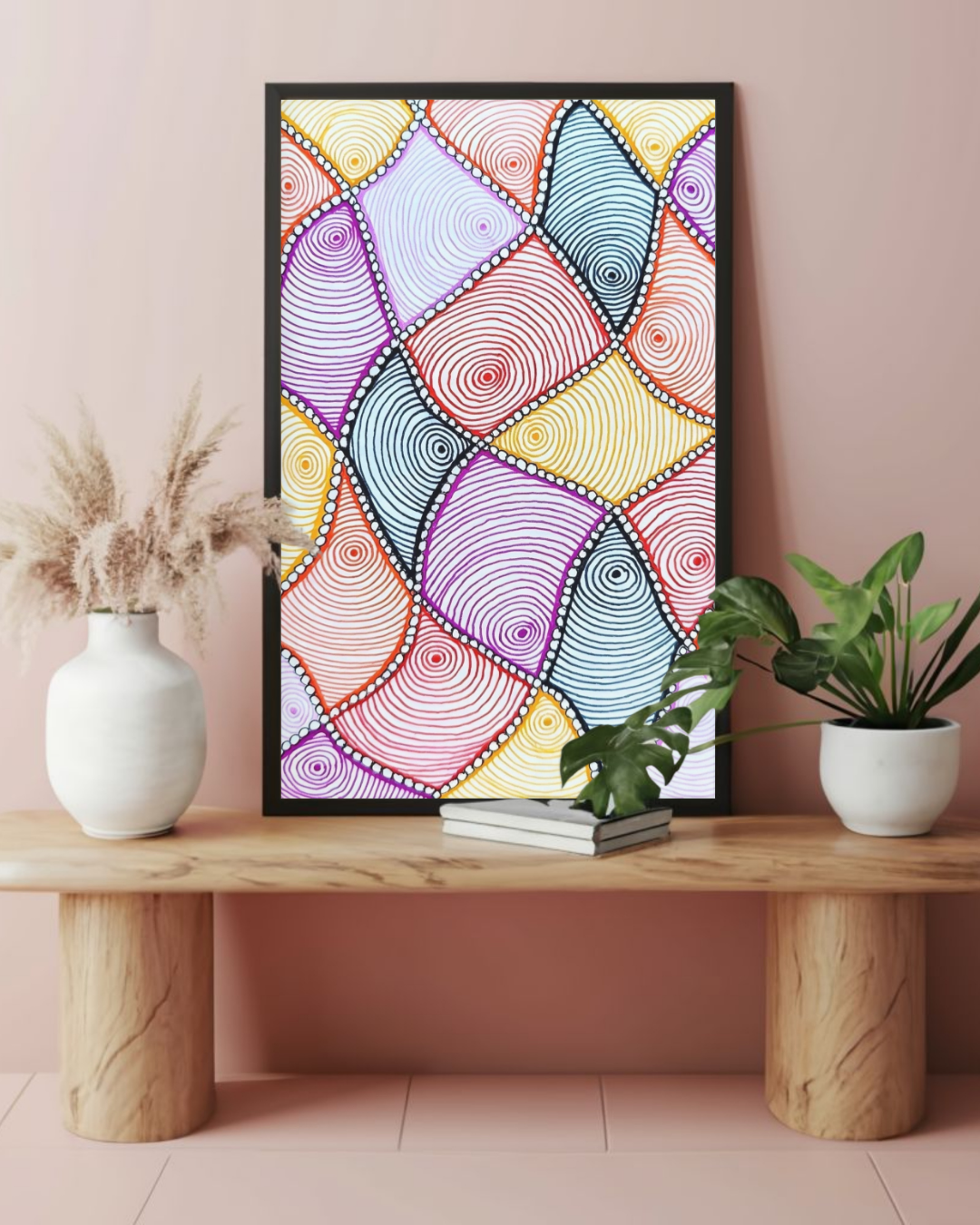 Colorful Zentangle Pattern Art Print — Printable Geometric Wall Decor | Digital Download