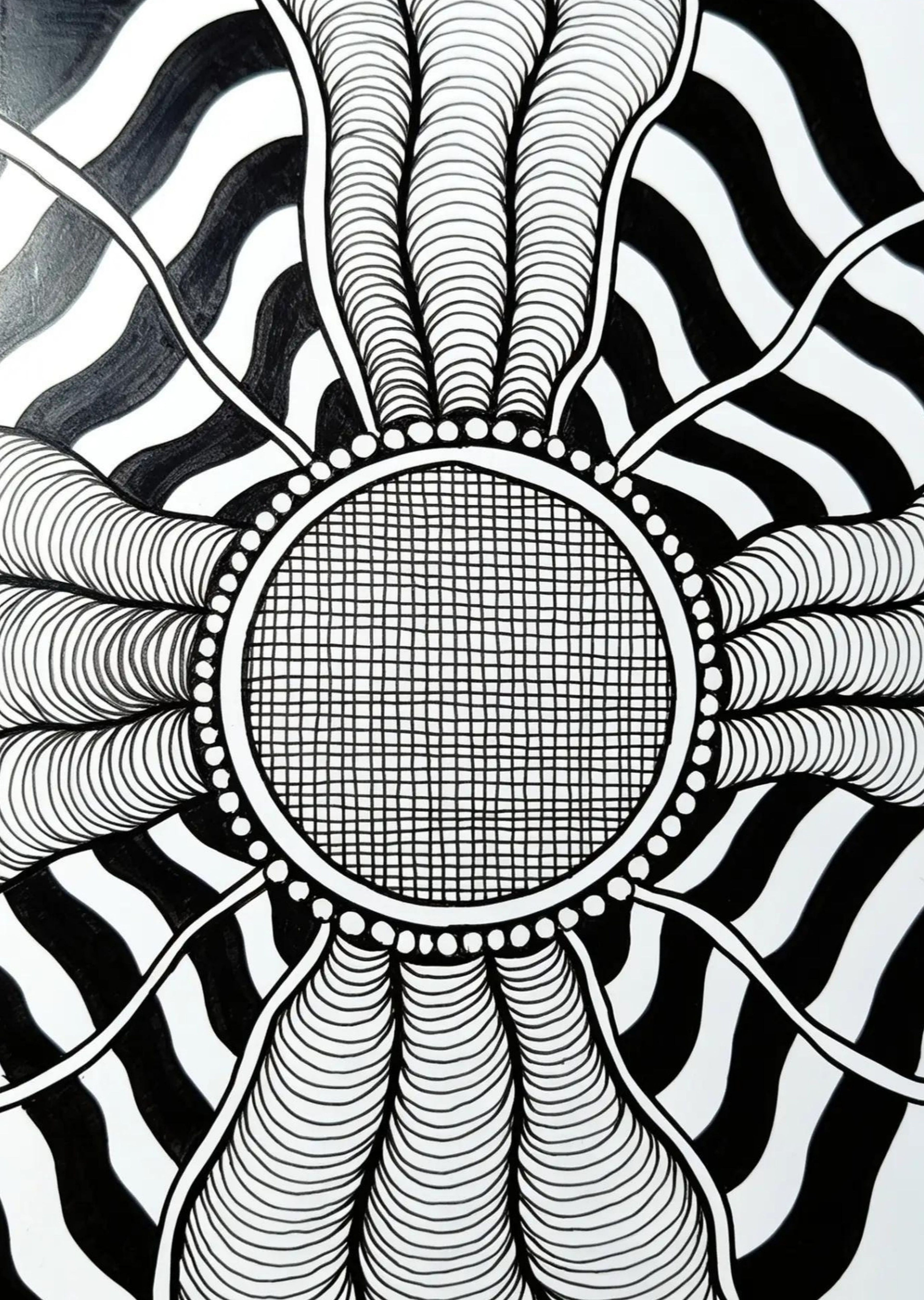 Zentangle Mandala Wall Art Print — Printable Black & White Geometric Decor | Digital Download