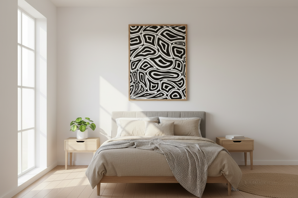 Abstract Drawing Bedroom Mockup