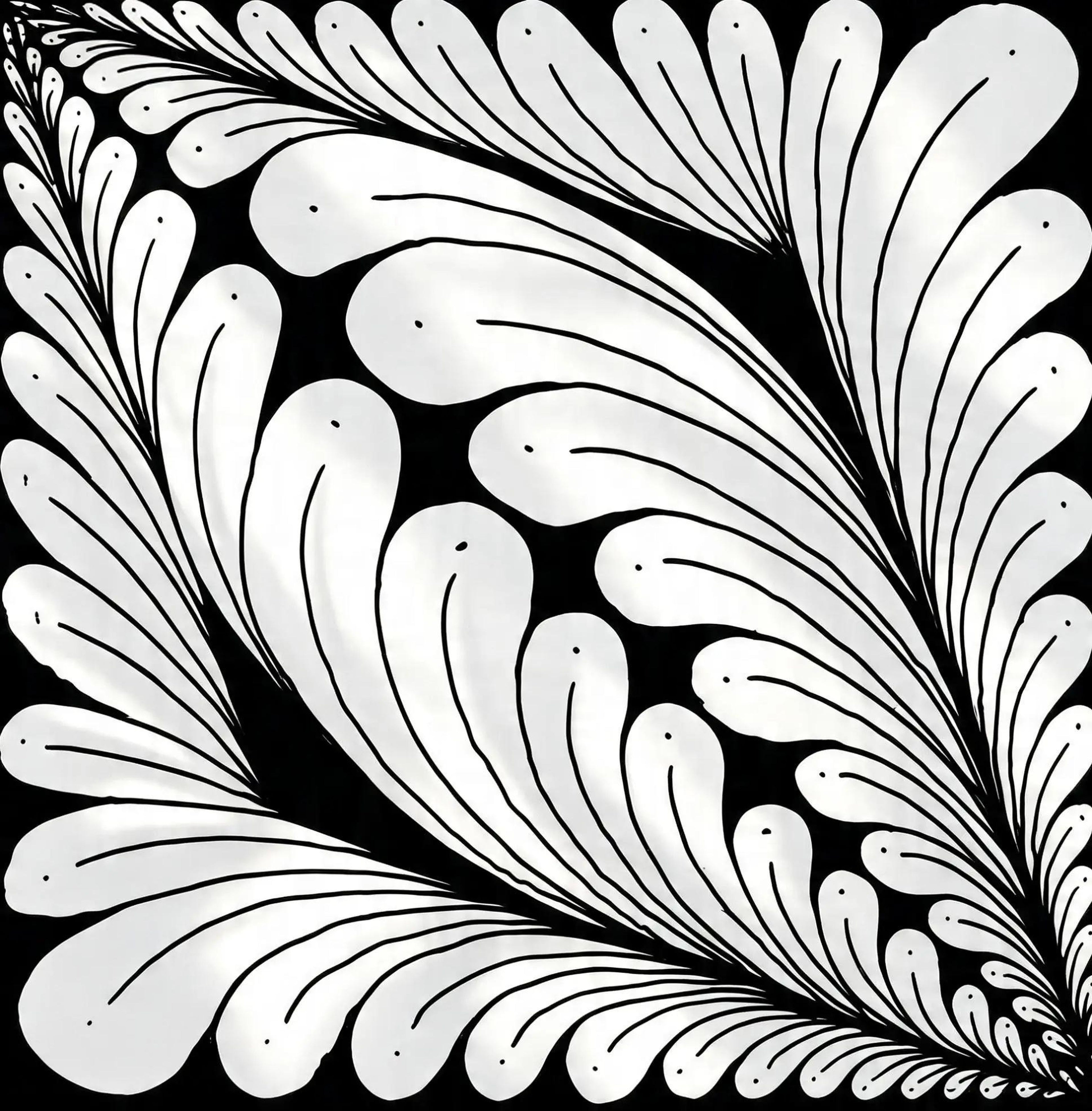 Feather zentangle art print black and white geometric printable wall art digital download