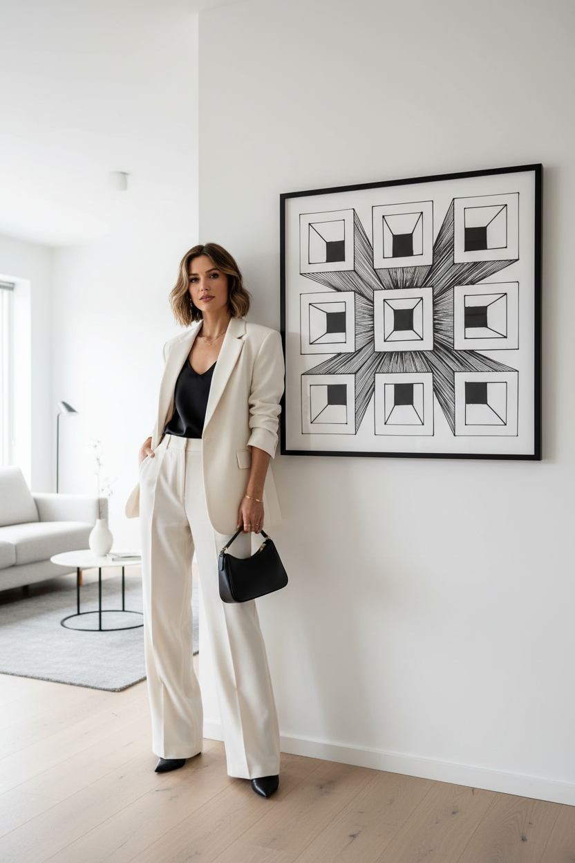 Optical illusion wall art print digital download wall mockup with model, black and white 3D geometric cube grid printable wall decor